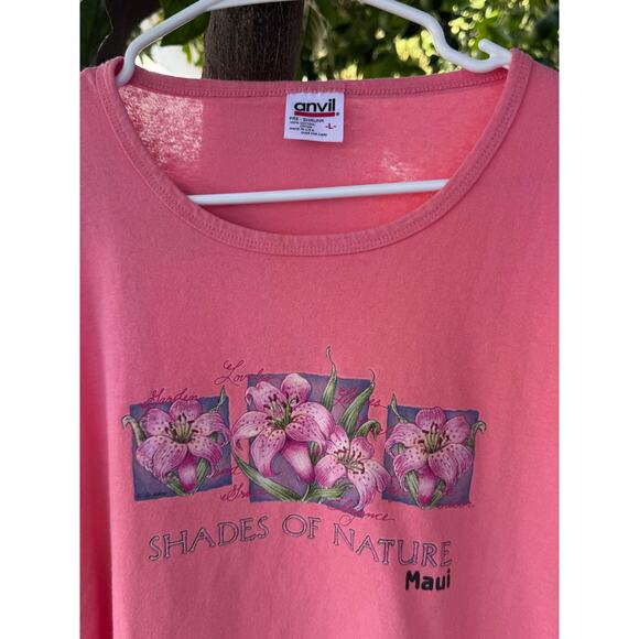 Vintage 90s Single Stitch Anvil “Shades of Nature” Maui Floral Tee Size L - Picture 3 of 6